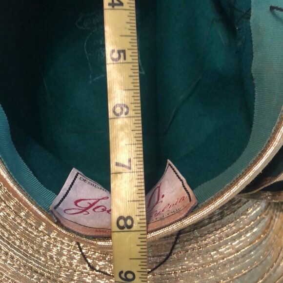 Vintage DoeSkin green and gold Church hat